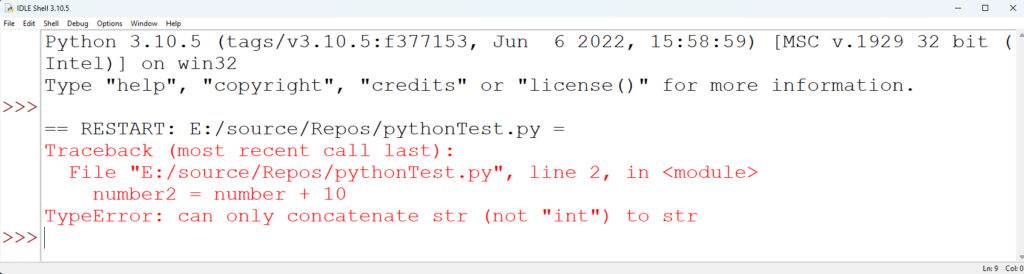 Image showing the error in Idle if you try and perform maths on a string - Python Beginners - Data Types
